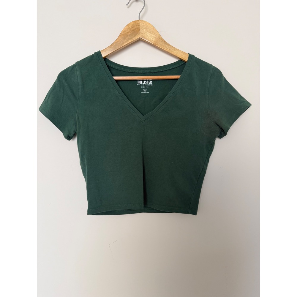Hollister V-Neck Baby Tee Womens Medium Must-Have Collection Green Excellent